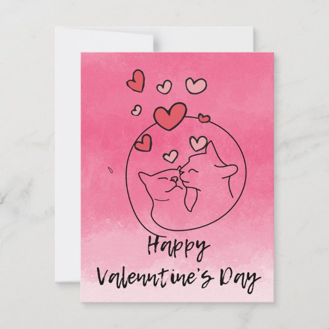 Sweet Cat Valentine’s Day   Holiday Card (Front)