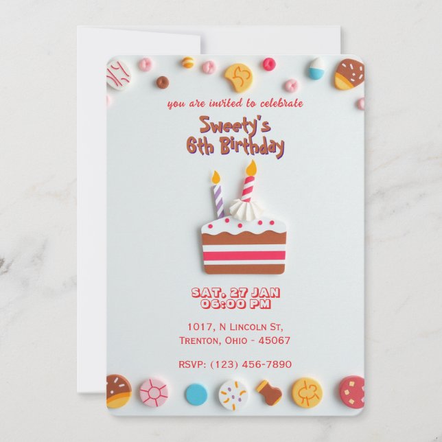 Sweet Celebration Birthday Invitation (Front)