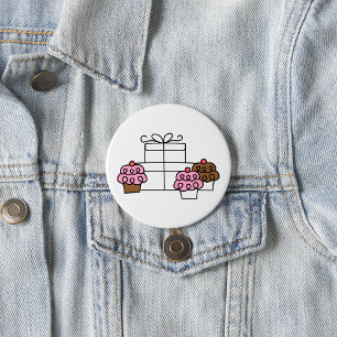 Sweet Celebration Cupcake and Gift Box  7.5 Cm Round Badge