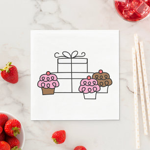 Sweet Celebration Cupcake and Gift Box  Napkin