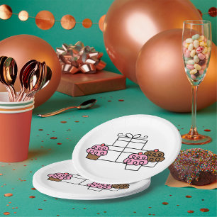 Sweet Celebration Cupcake and Gift Box  Paper Plate