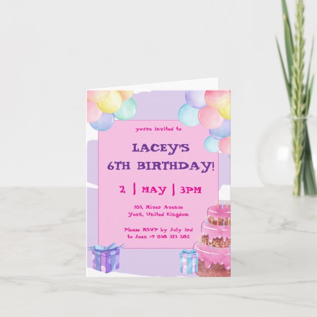 Sweet Celebration Folded Birthday Invitation (Front)