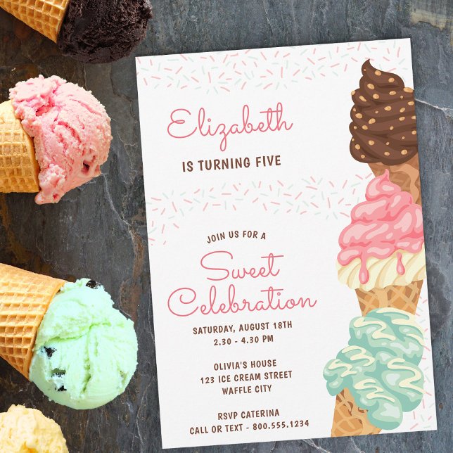 Sweet Celebration Ice Cream Birthday Invitation (Creator Uploaded)