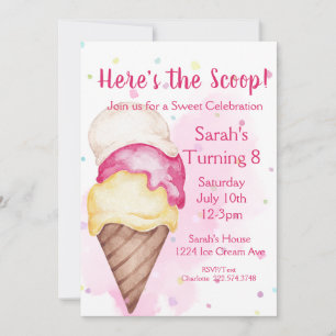 Sweet Celebration Ice Cream Birthday Invitation