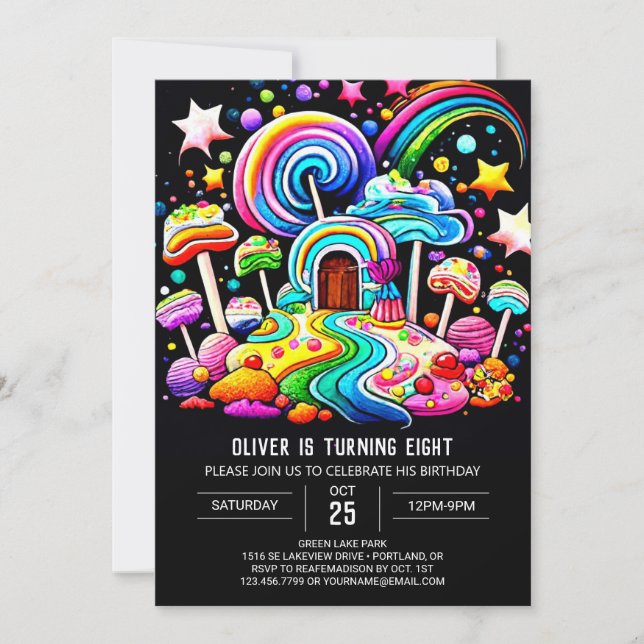Sweet Celebration Lollipop Birthday Invitation (Front)