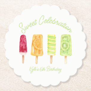 Sweet Celebration Popsicle Birthday Paper Coaster