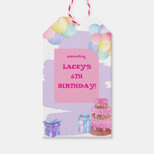 Sweet Celebration: Purple and Pink Birthday Gift Tags