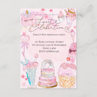Sweet celebration  watercolour Girl's birthday Invitation