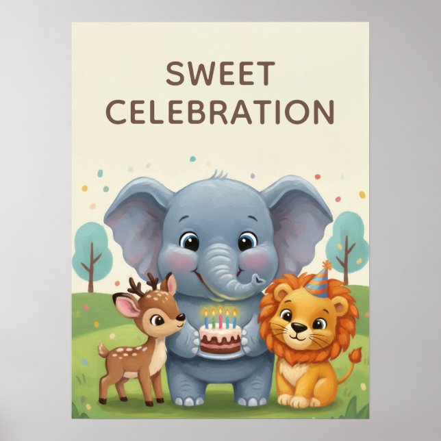 Sweet Celebration Woodland Animals Kids Wall Art (Front)