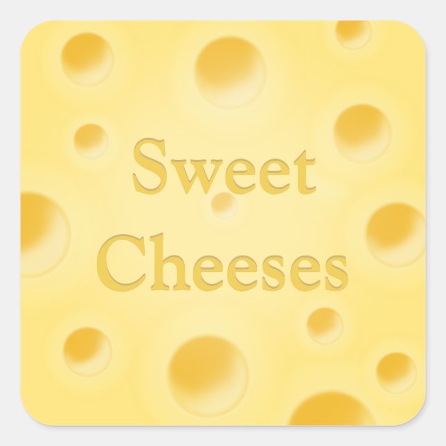 "Sweet Cheese" Holey Cheese Slice Customisable Square Sticker (Front)