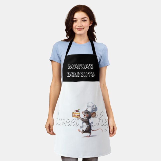 "Sweet Chef" Mouse Logo Illustration Apron (Worn)