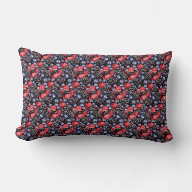 Sweet Cherries Blackberry and Blueberry Lumbar Cushion (Front)
