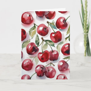 Sweet cherries colourful watercolor cherry art card
