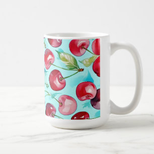 Sweet cherries colourful watercolor cherry art coffee mug