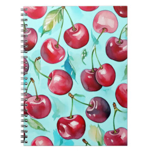 Sweet cherries colourful watercolor cherry art notebook