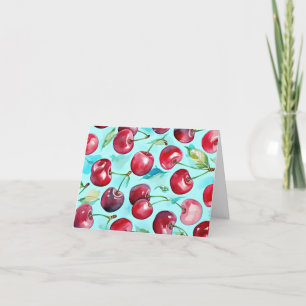 Sweet cherries colourful watercolor cherry art thank you card
