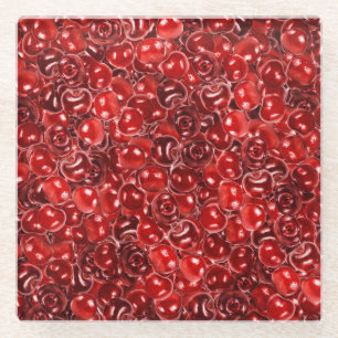 Sweet Cherries Glass Coaster