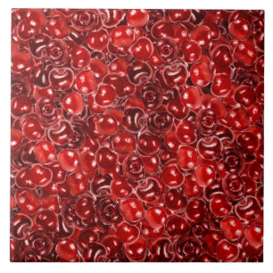 Sweet Cherries Pattern Ceramic Tile