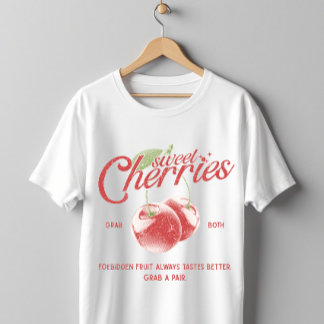 Sweet Cherries Vintage Halftone Forbidden Fruit T-Shirt