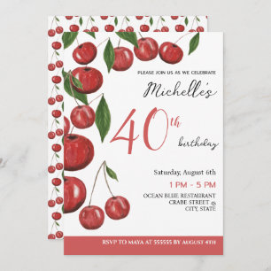 Sweet Cherries Watercolor Illustration Birthday In Invitation