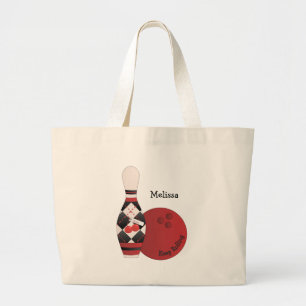 Sweet Cherry Argyle Bowling Design Large Tote Bag