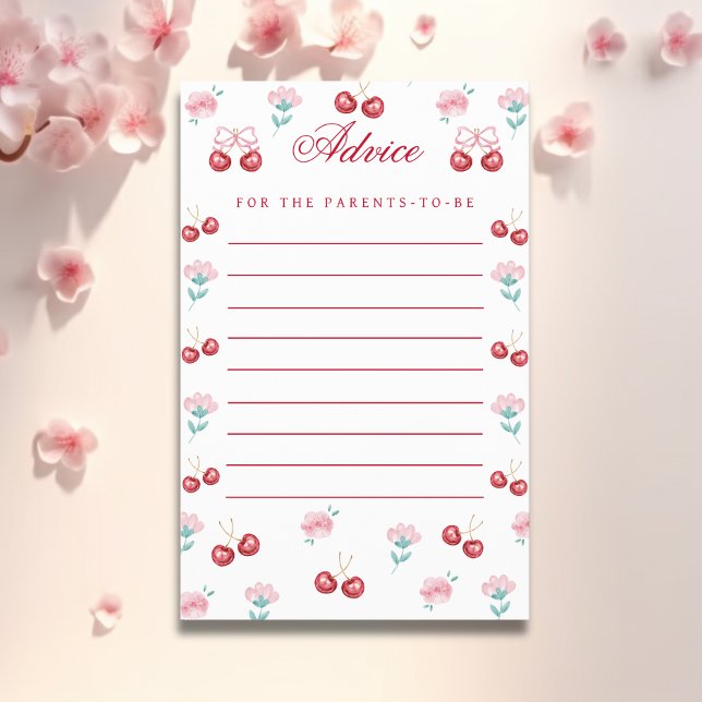 Sweet Cherry Baby Shower Advice Cards (Creator Uploaded)