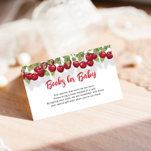 Sweet Cherry Baby Shower Book Request Enclosure Card (Creator Uploaded)