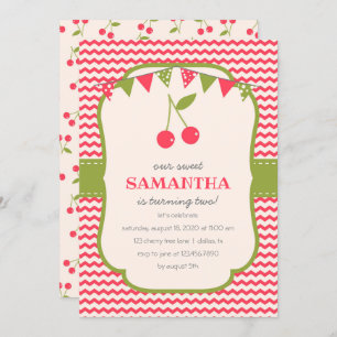 Sweet Cherry Birthday Party Invitation