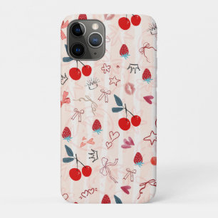Sweet Cherry Bows and Stars Aesthetic Design iPhone 11 Pro Case