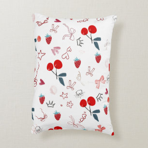 Sweet Cherry Bows and Stars Aesthetic Design Decorative Cushion