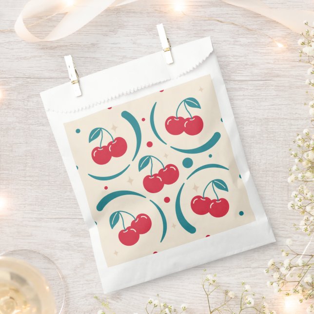 Sweet Cherry Bridal Shower Retro Pattern  Favour  Bag (Clipped)