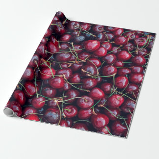 Sweet cherry close up top view background wrapping paper