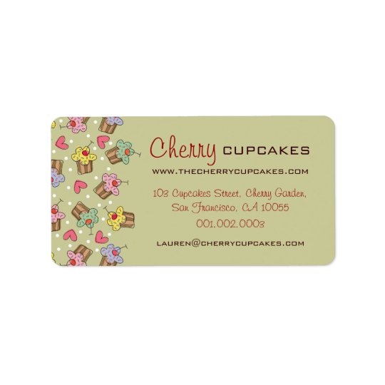Sweet Cherry Cupcakes Confectionery Bakery Cute Address Label