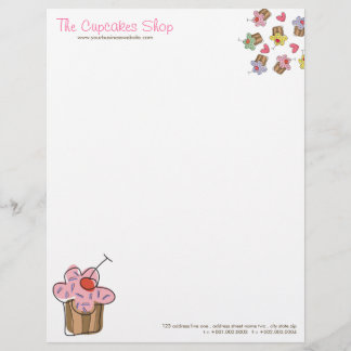 Sweet Cherry Cupcakes Confectionery Bakery Cute Custom Letterhead