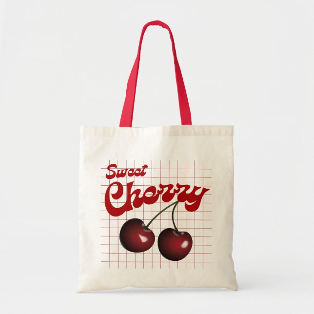 Sweet Cherry Cute Fruit Budget Tote Bag (Front)