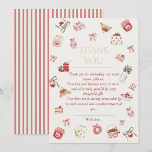 Sweet Cherry Dessert Watercolor Baby Shower Thank You Card
