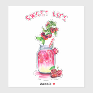 Sweet Cherry Juice Cool Drink Party Sticker