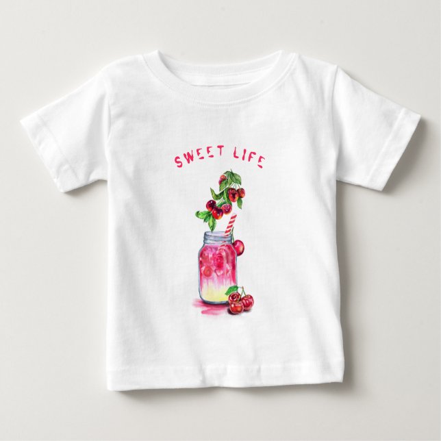 Sweet Cherry Juice Drink Fruits Funny Baby T-Shirt (Front)