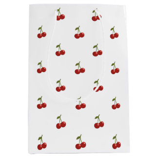 🍒 Sweet Cherry Minimal Elegant Tissue Paper Medium Gift Bag