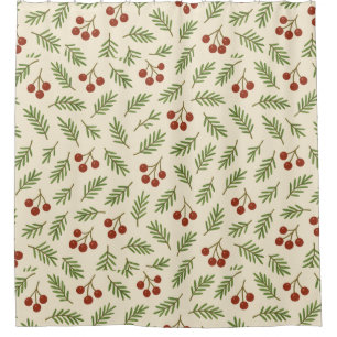 🍒 Sweet Cherry Natural Harmony Collection Shower Curtain