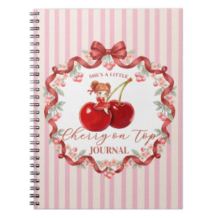 Sweet Cherry on Top Coquette Birthday Pink Girl Notebook