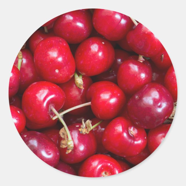 Sweet cherry pattern classic round sticker (Front)