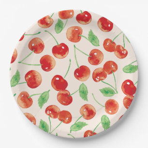 Sweet cherry pattern paper plate