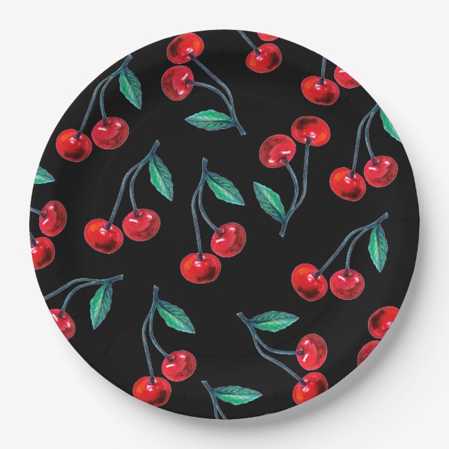 Sweet cherry pattern paper plate (Front)