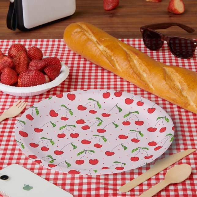 Sweet cherry pattern paper plate (Picnic)