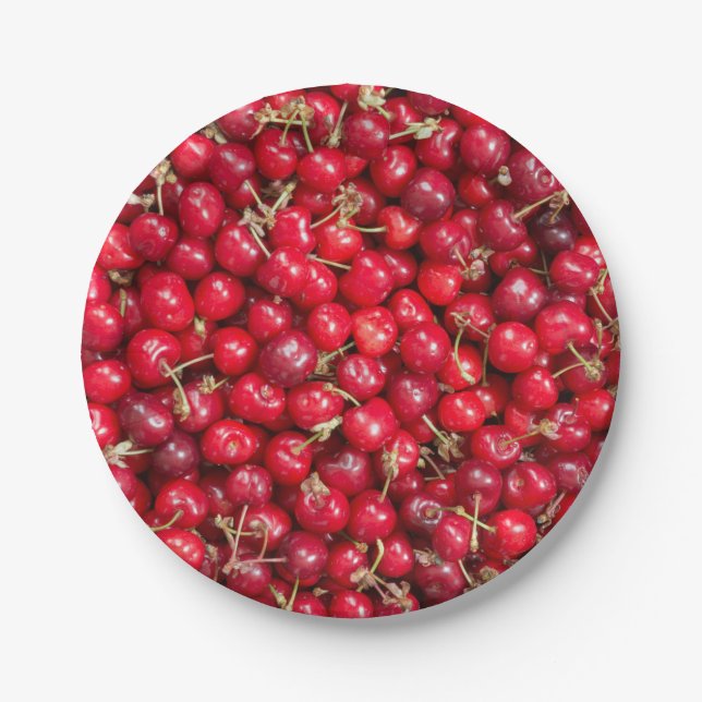 Sweet cherry pattern paper plate (Front)