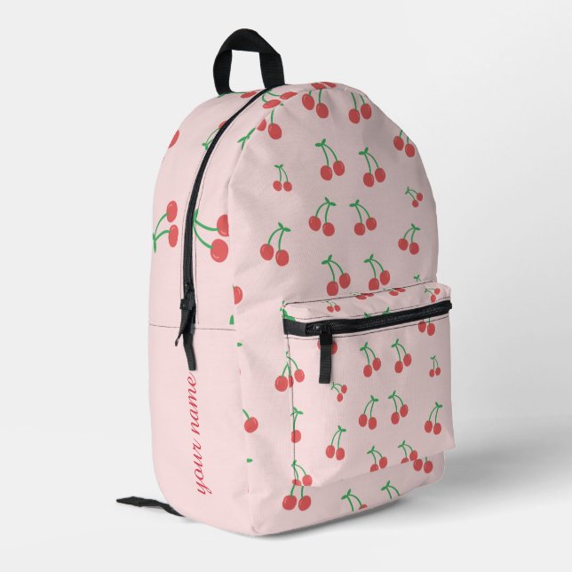 Sweet cherry pattern printed backpack (Back Corner Left)
