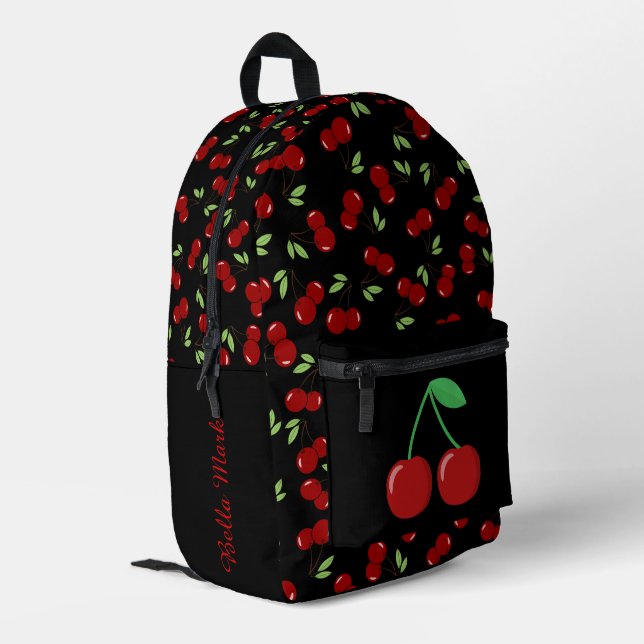 Sweet cherry pattern printed backpack (Back Corner Left)