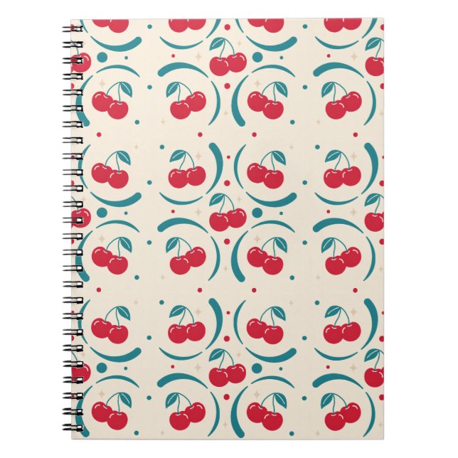 Sweet Cherry Retro Pattern  Notebook (Front)