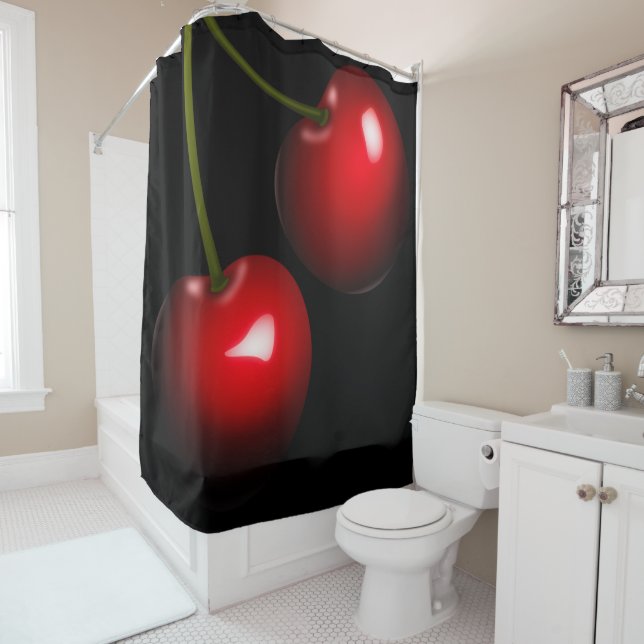 Sweet Cherry Shower Curtain - Choose Colours (In Situ)